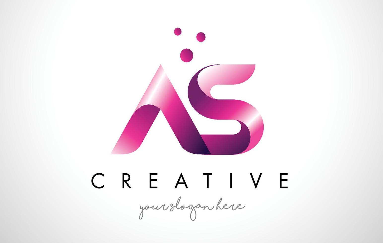 AS Letter Logo Design with Purple Colors and Dots vector