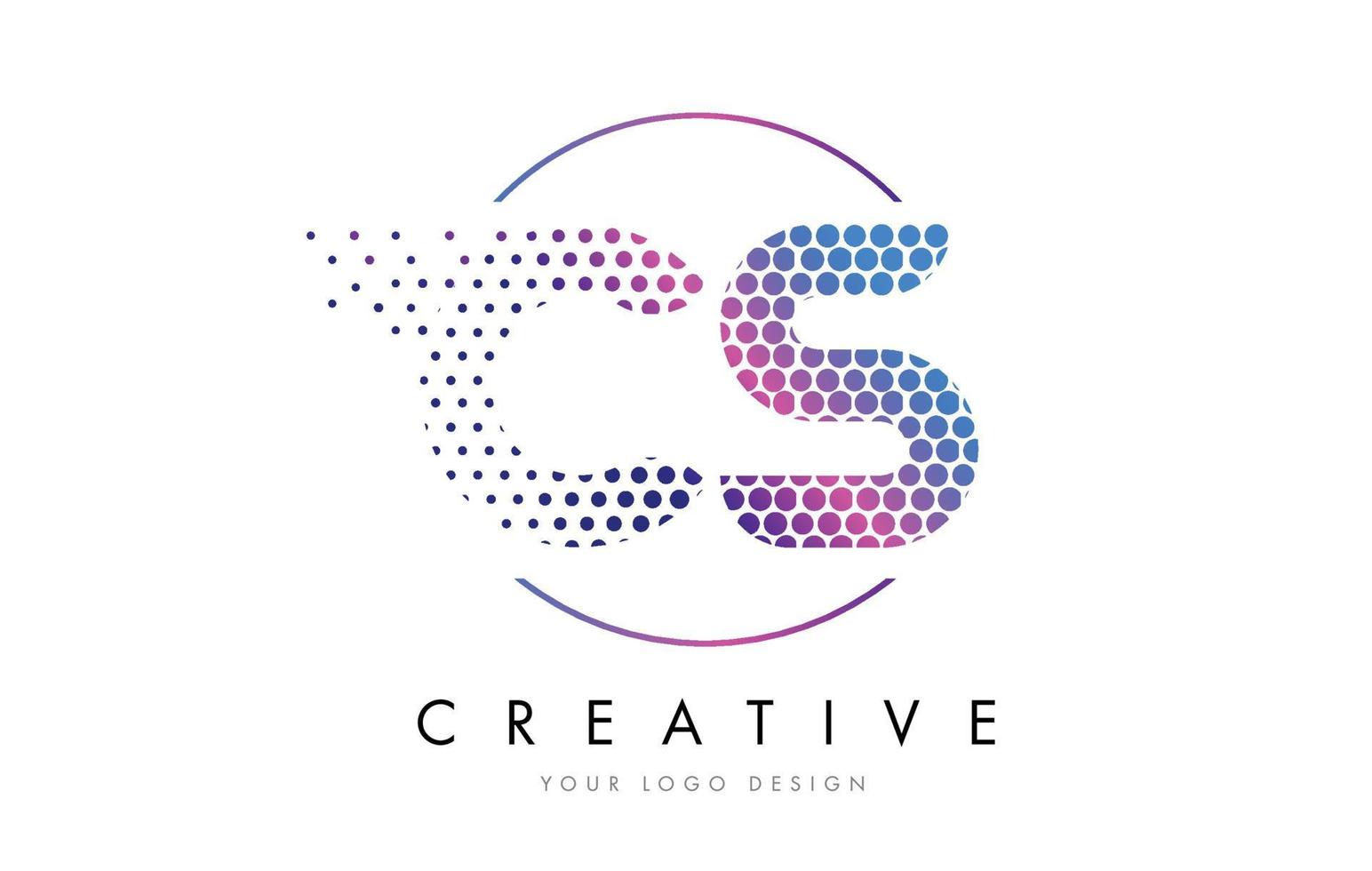 CS C S Pink Magenta Dotted Bubble Letter Logo Design Vector