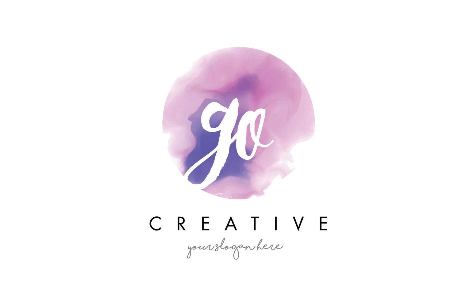 GO Watercolor Letter Logo Design with Purple Brush Stroke. vector