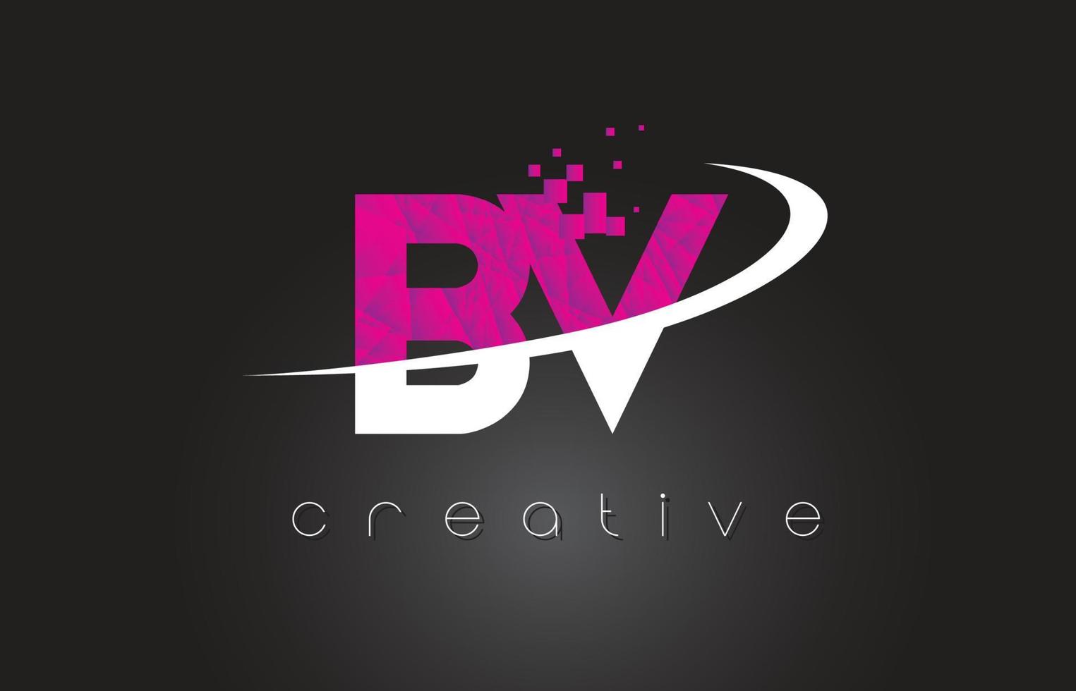 diseño de letras creativas bv bv con colores blanco rosa vector