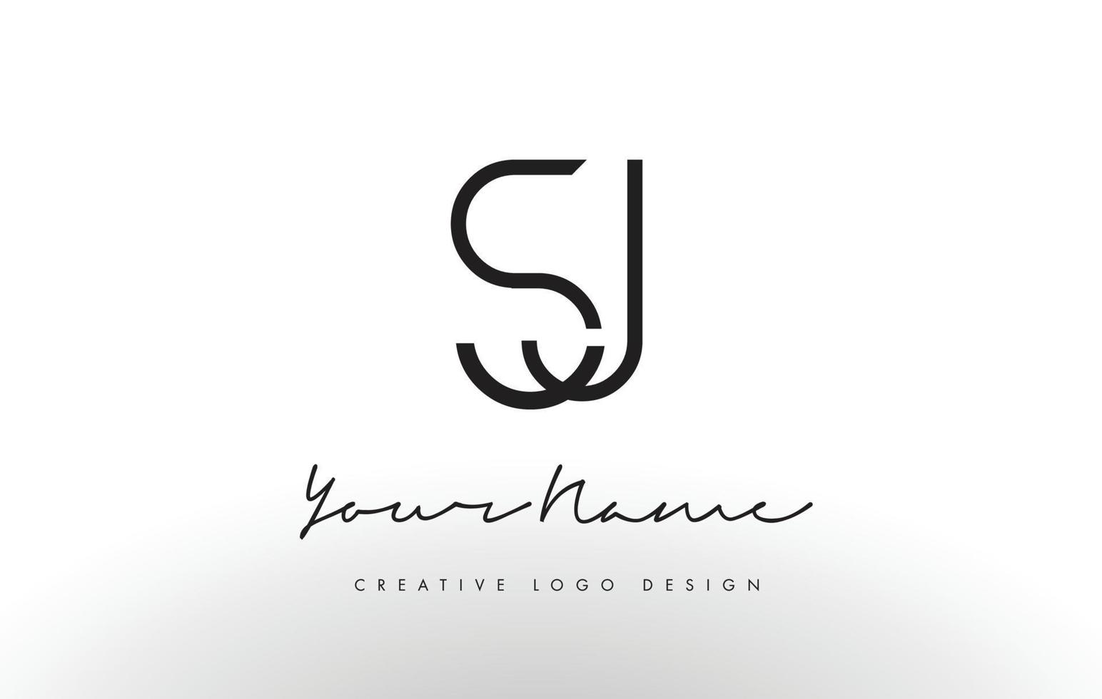 Diseño de logotipo de letras sj delgado. concepto creativo simple letra negra. vector
