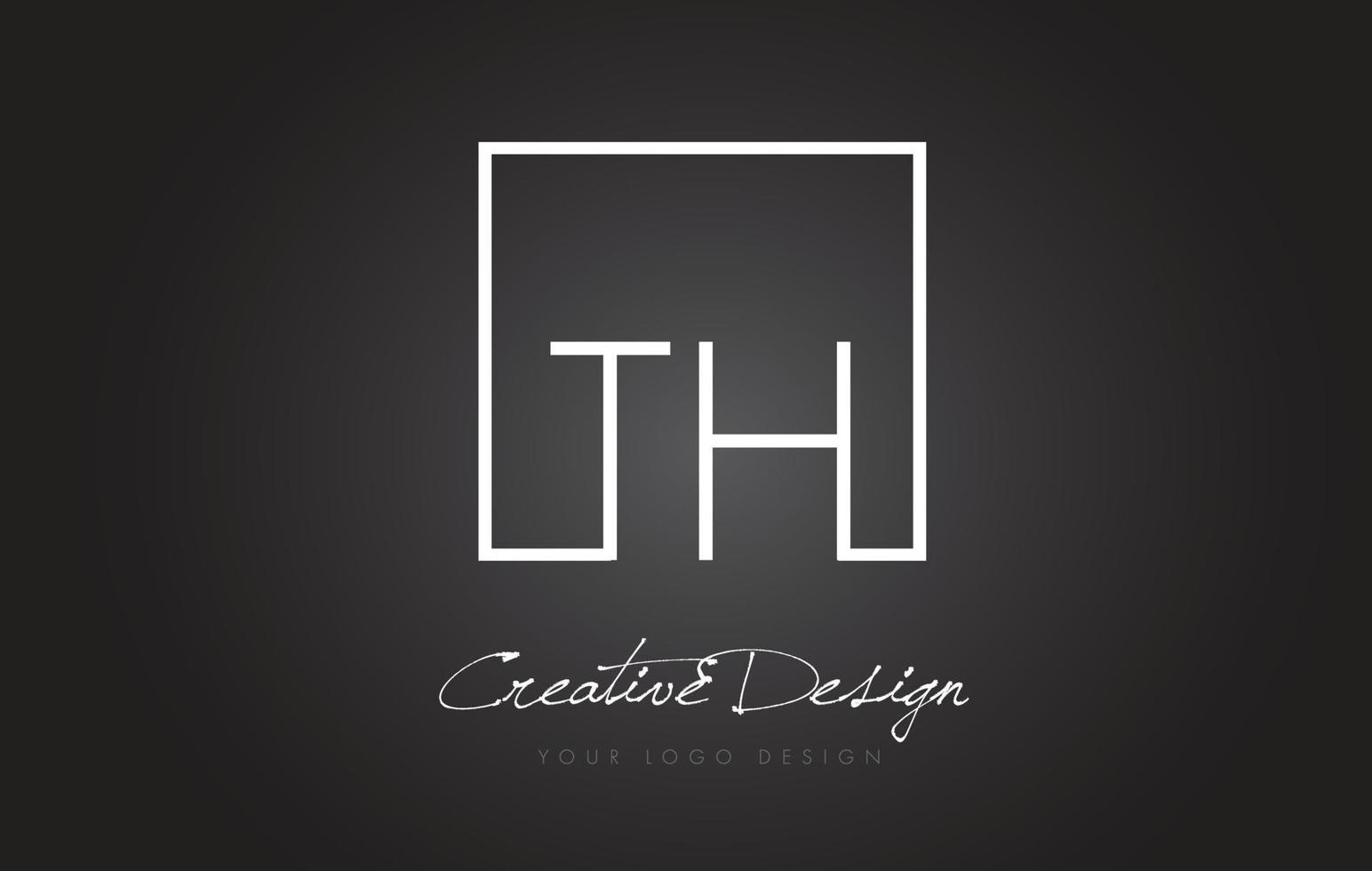 TH Square Frame Letter Logo Design with Black and White Colors. vector