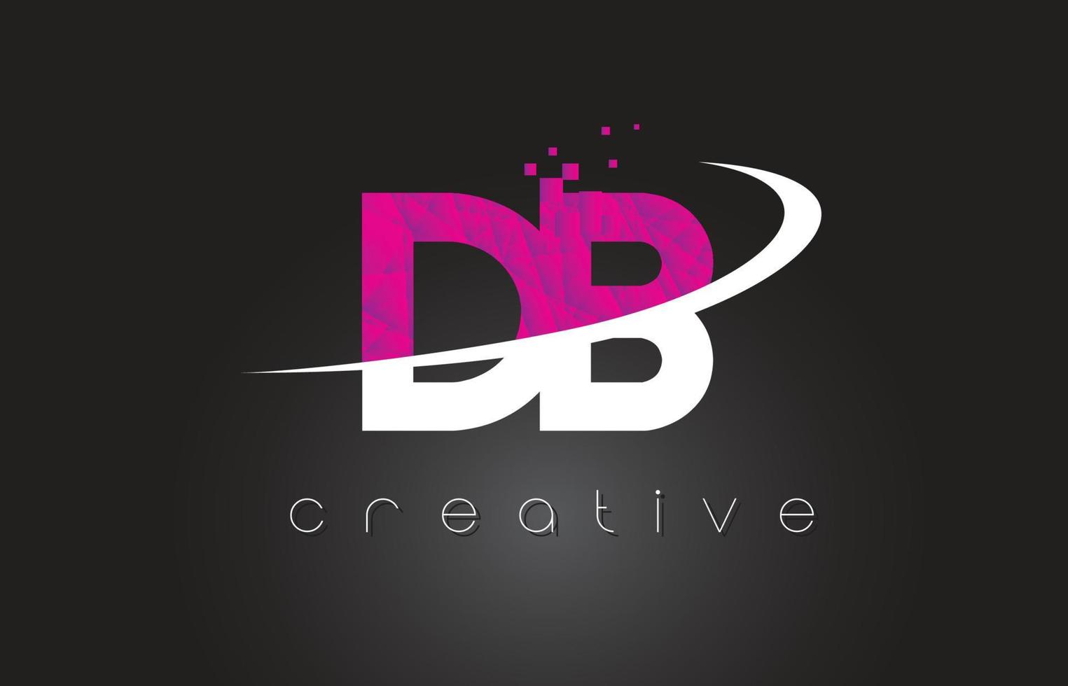 diseño de letras creativas db db con colores blanco rosa vector