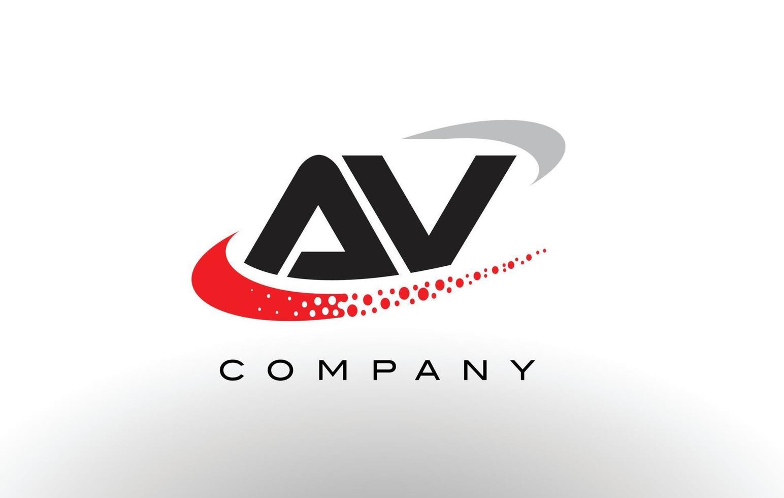 AV Modern Letter Logo Design with Red Dotted Swoosh vector