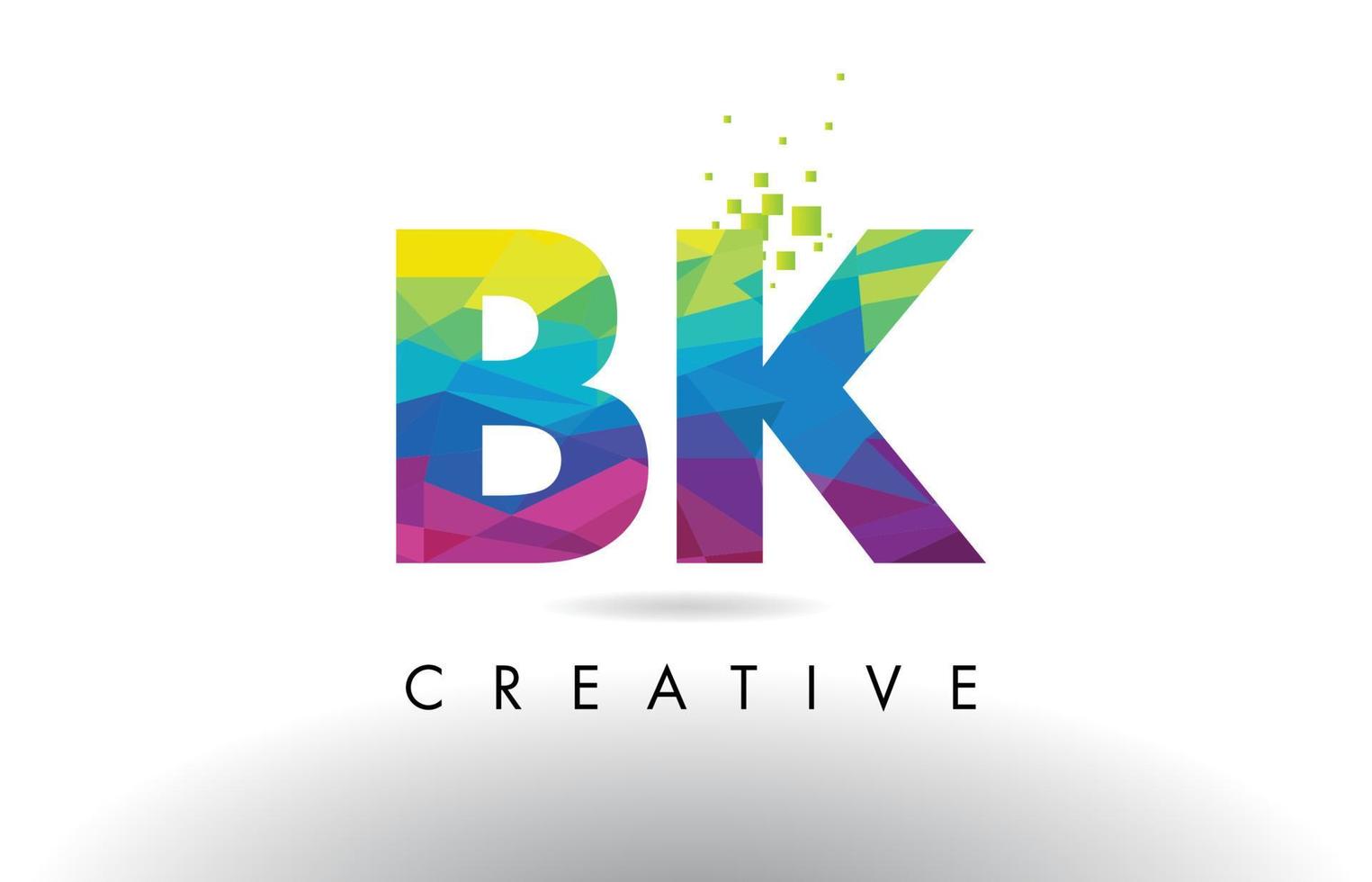 BK B K Colorful Letter Origami Triangles Design Vector. vector