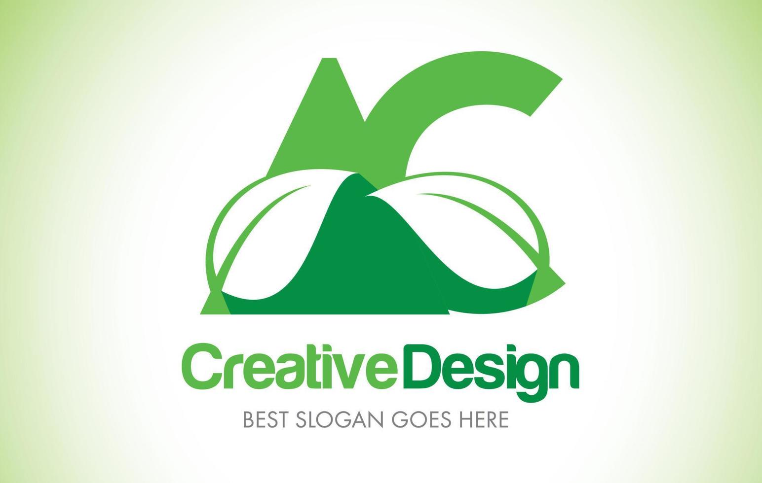 AC Green Leaf Letter Design Logo. Eco Bio Leaf Letter Icon Illustration Logo. vector