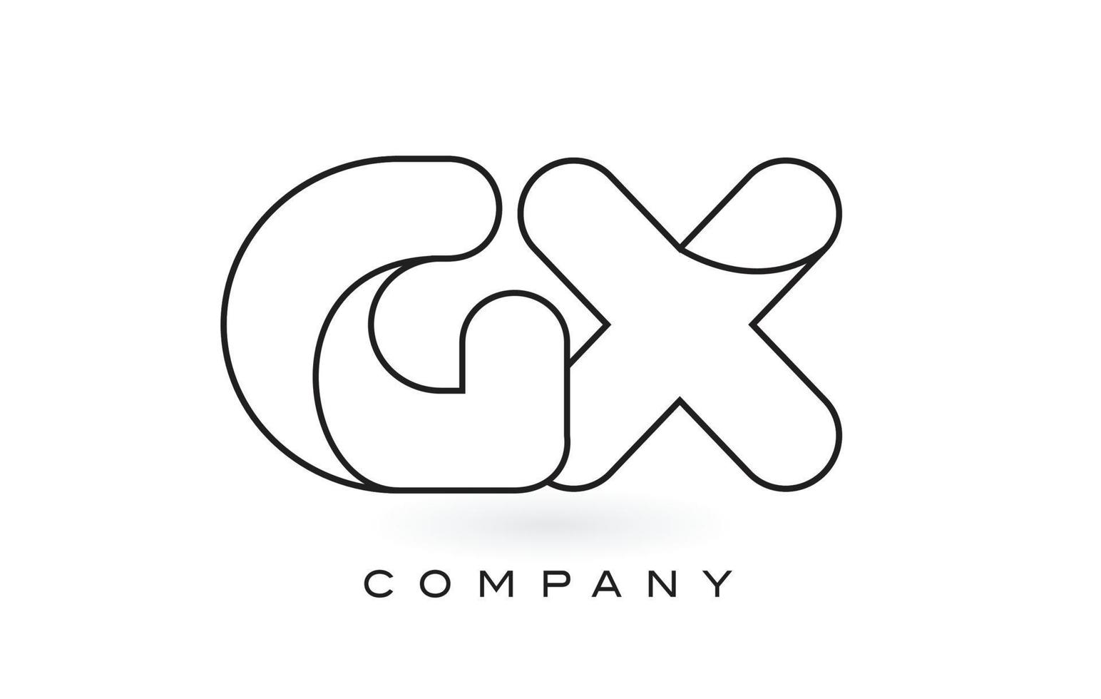 Logotipo de letra de monograma gx con contorno de contorno de monograma negro fino. vector de diseño de carta de moda moderna.
