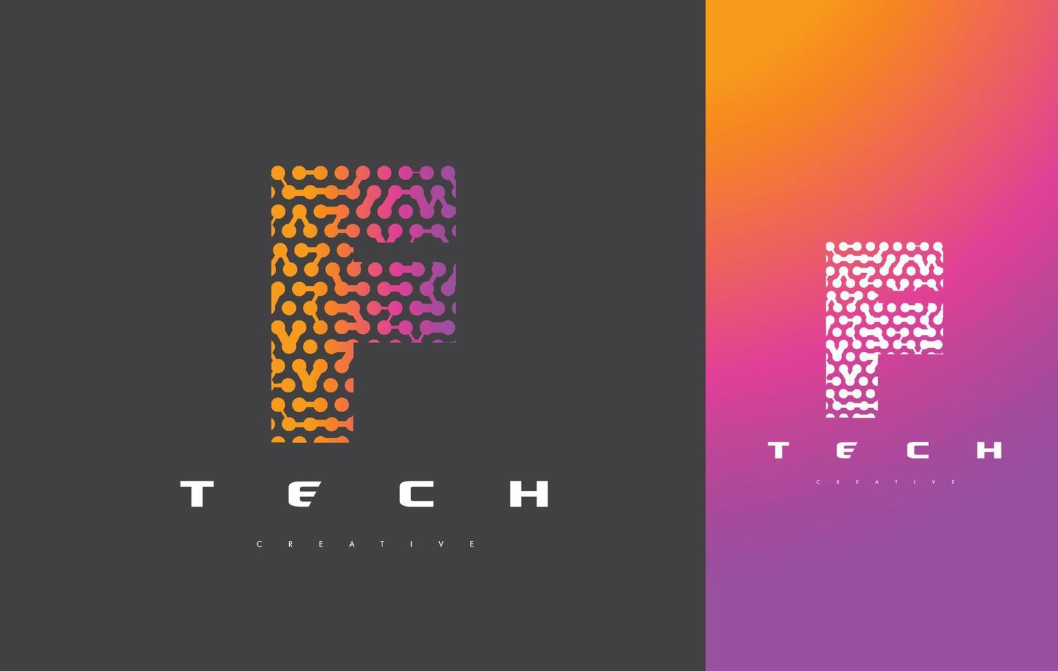 Tecnología de logotipo de letra f. vector de diseño de letra de puntos conectados.