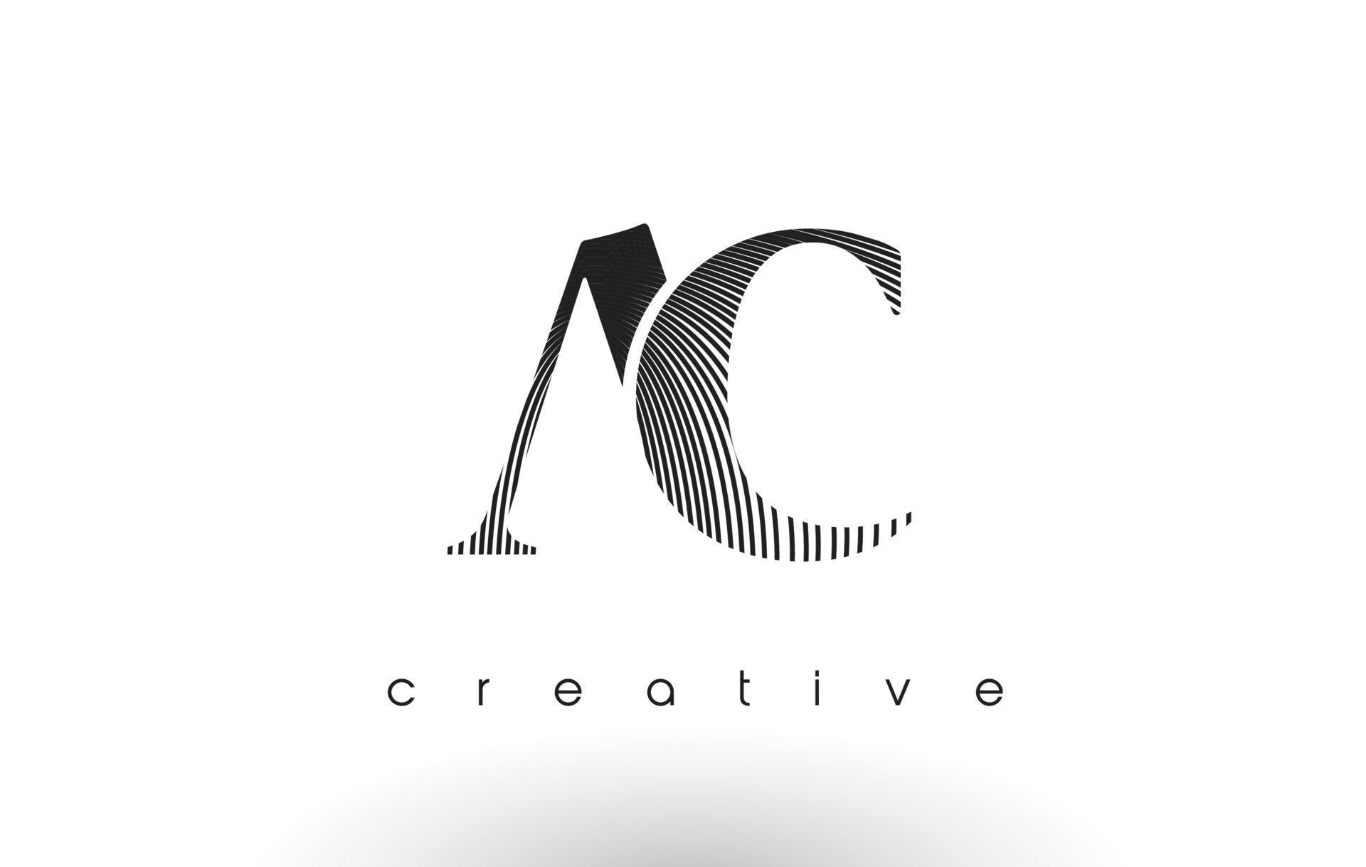 AC Logo Design With Multiple Lines and Black and White Colors. 4873456