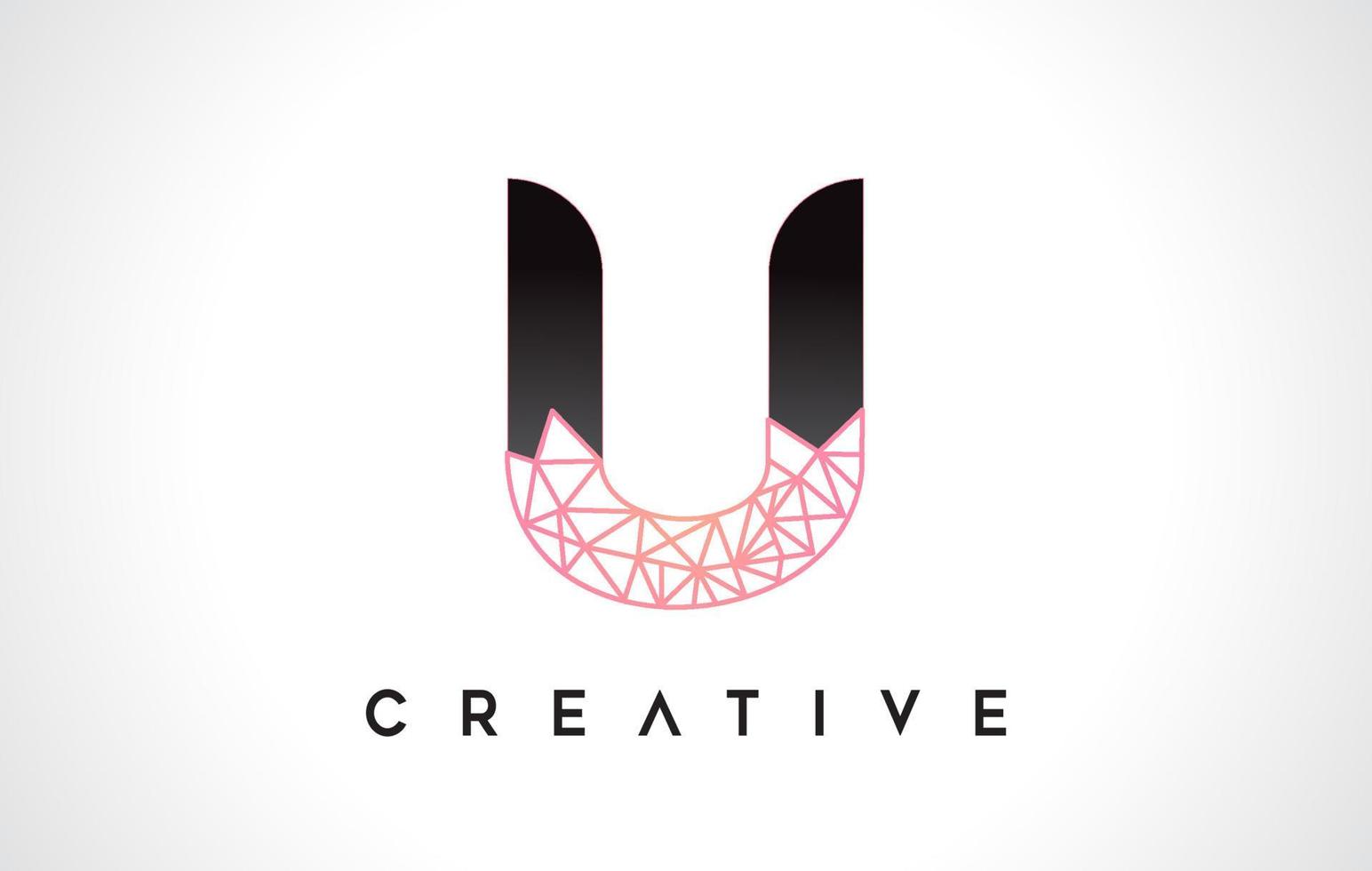 Letter U Beauty Logo. U Letter Design Vector with Origami Look Vector