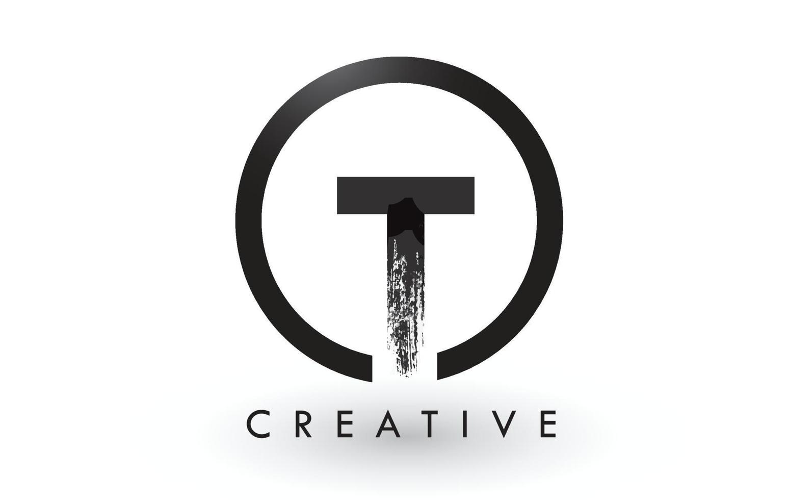 T Brush Letter Logo Design. Creative Brushed Letters Icon Logo. vector
