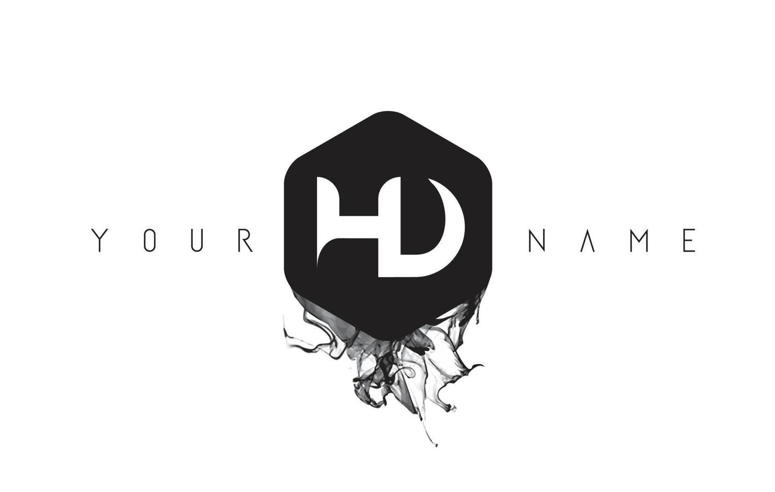 HD Letter Logo Design with Black Ink Spill vector