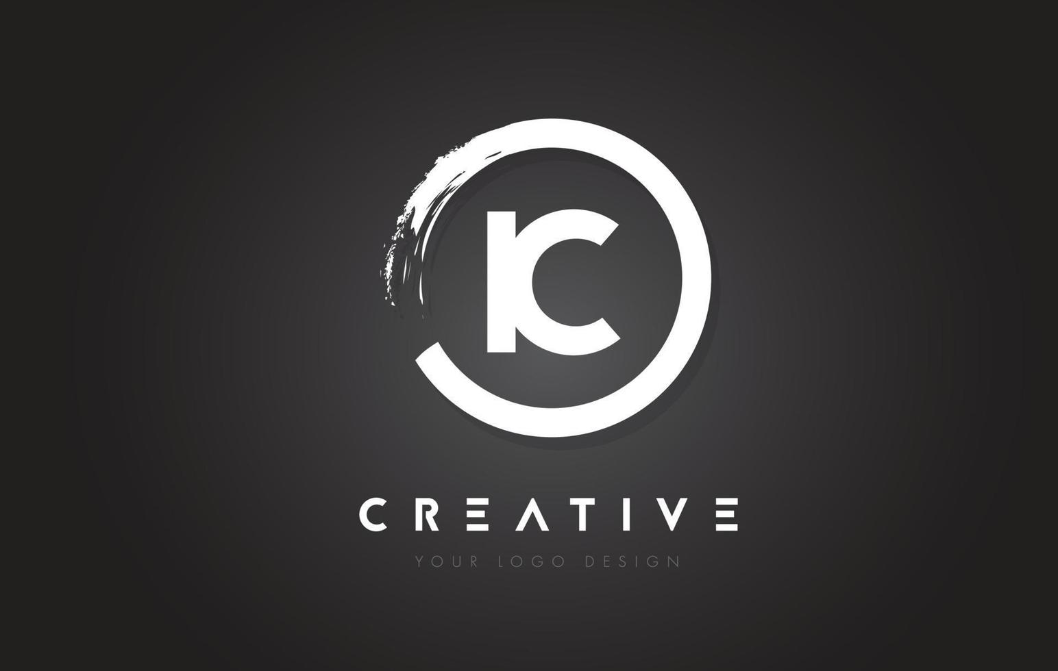 IC Circular Letter Logo with Circle Brush Design and Black Background. vector