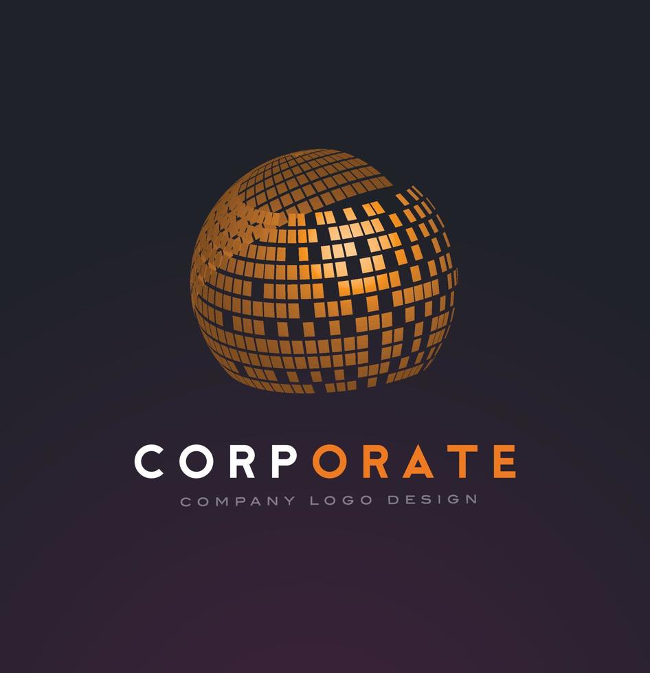 logotipo de la esfera corporativa con cuadrados rotos vector