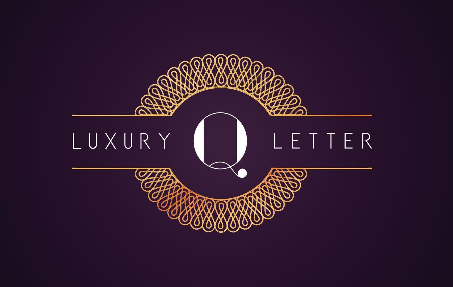 Q Luxury Letter Logo. Golden Royal Vector. vector