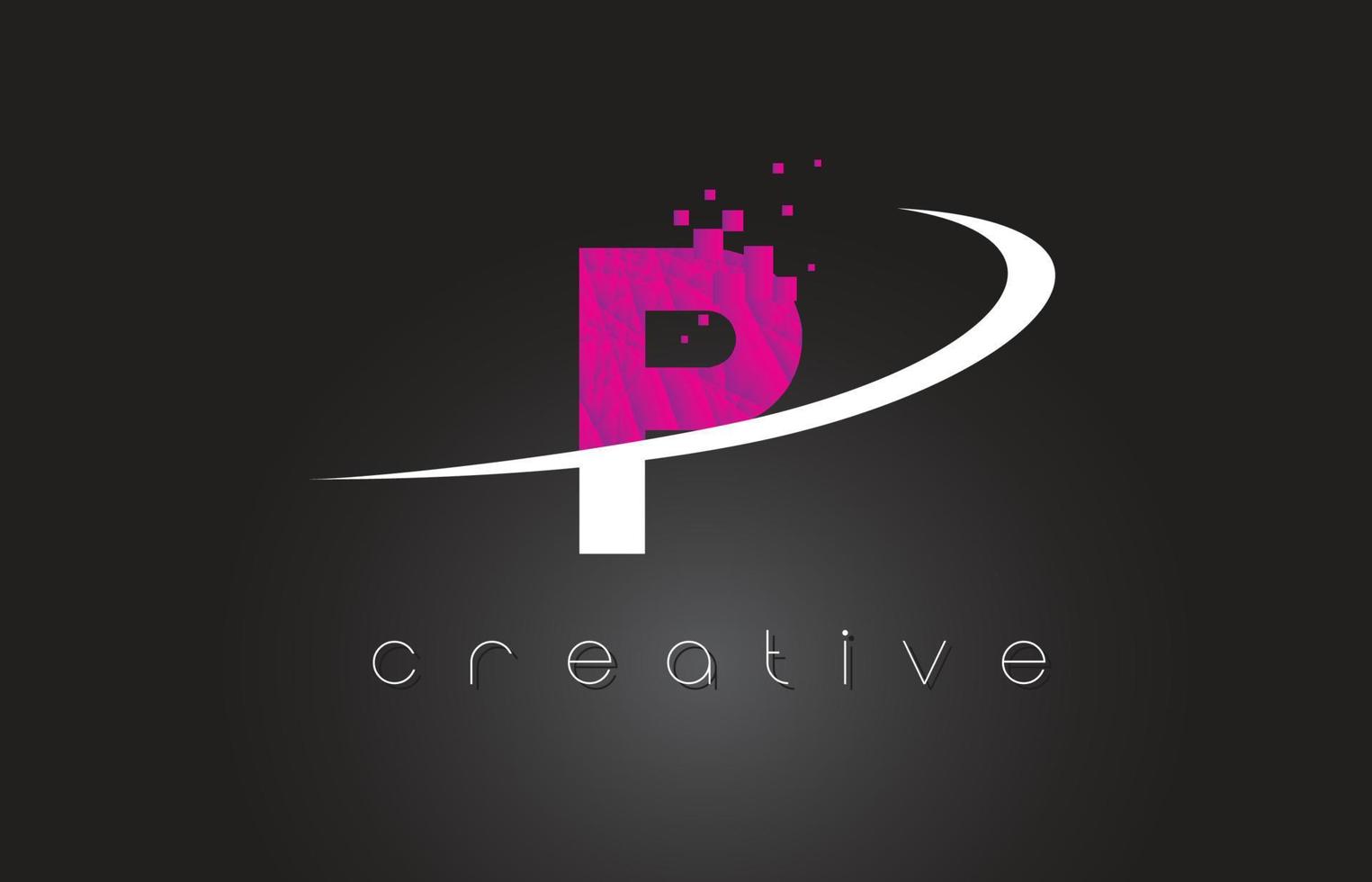P Creative Letters Design With White Pink Colors vector