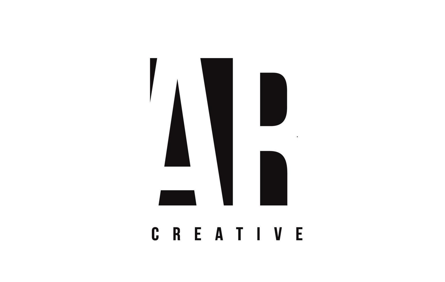 AR A R White Letter Logo Design with Black Square. vector