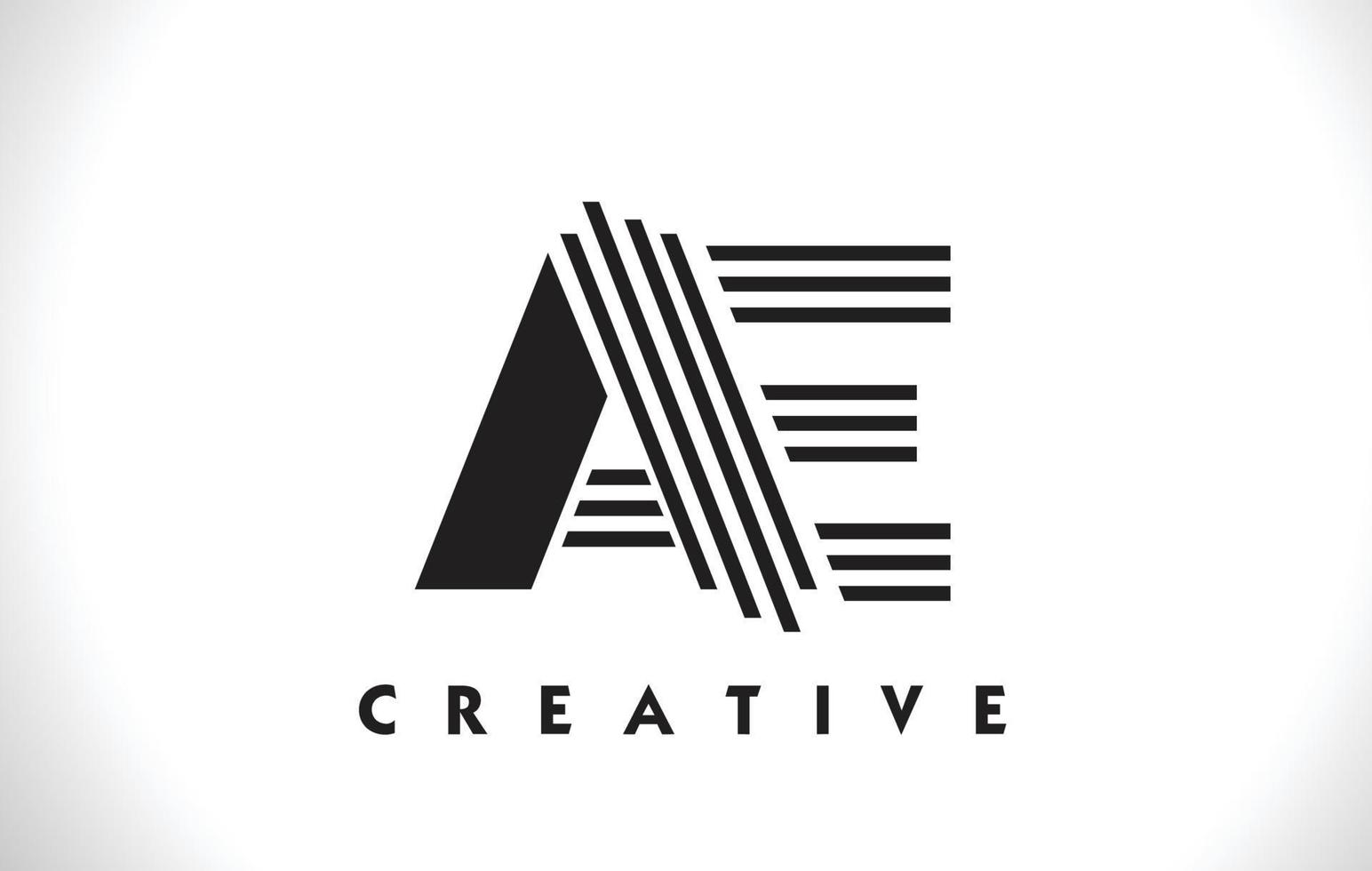 Letra del logotipo de AE con diseño de líneas negras. Ilustración de vector de letra de línea