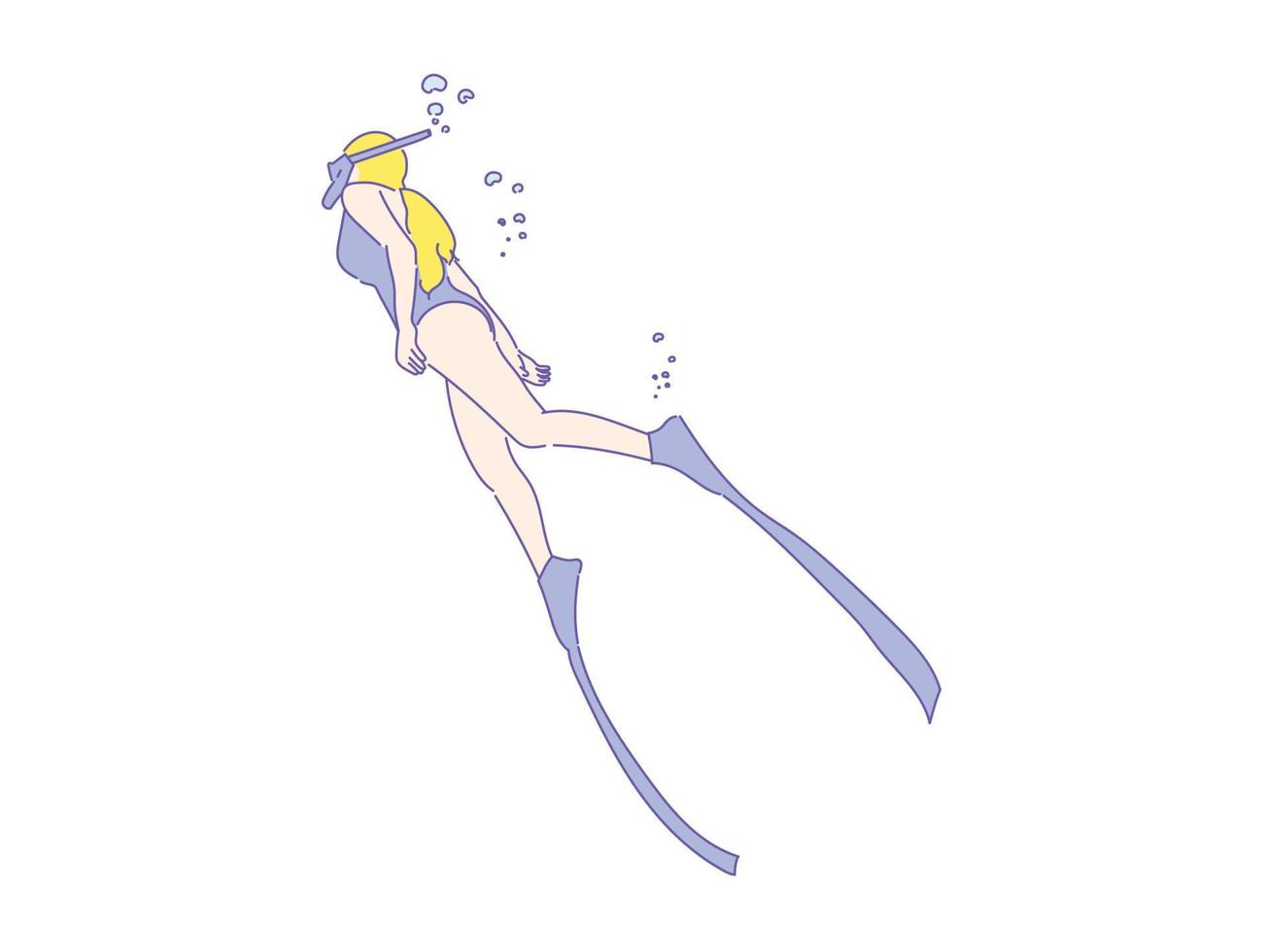 girl or woman free diver , Freediving  in swimwear vector