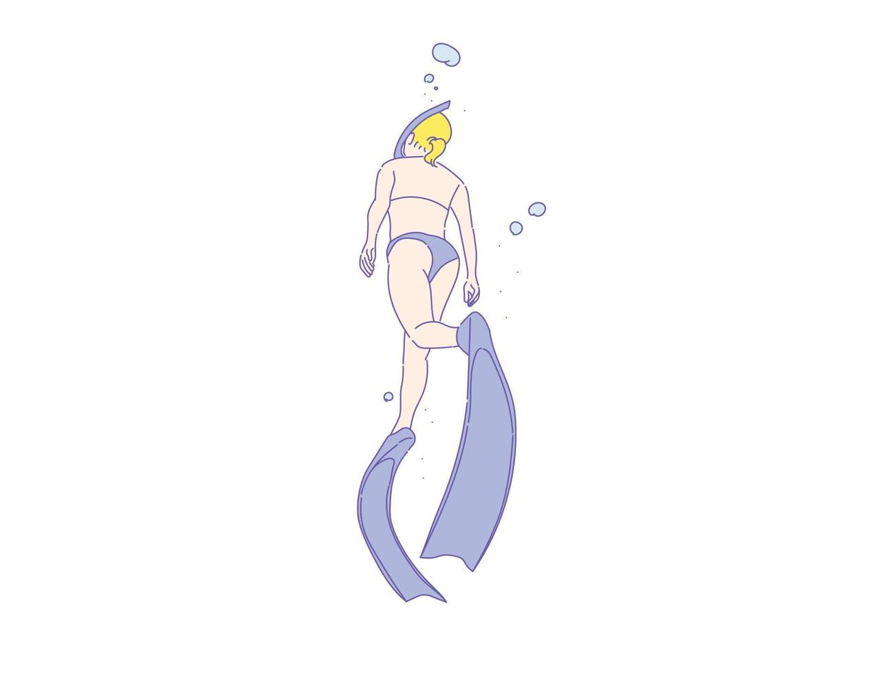 girl or woman free diver , Freediving  in swimwear vector