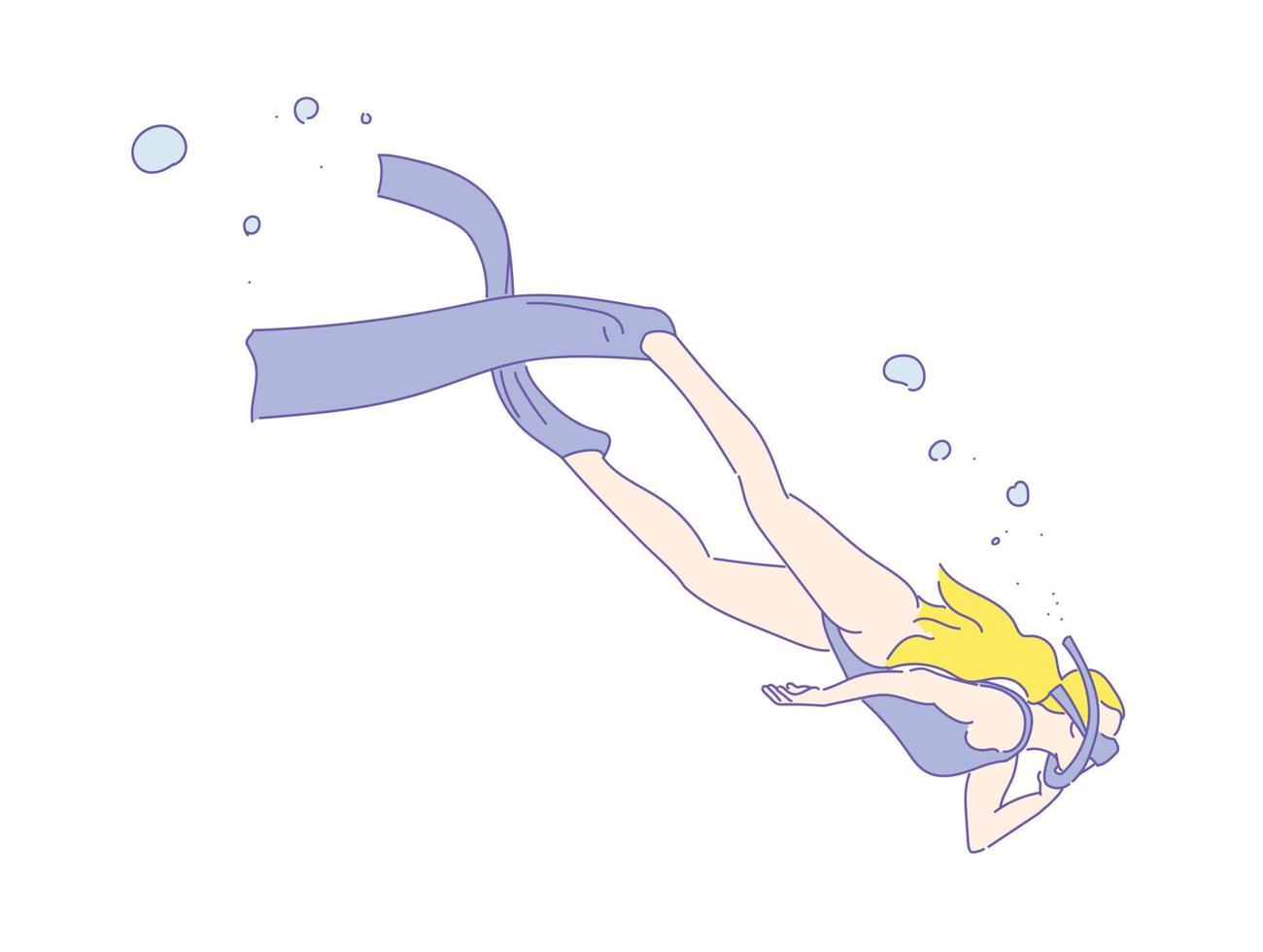 girl or woman free diver , Freediving  in swimwear vector