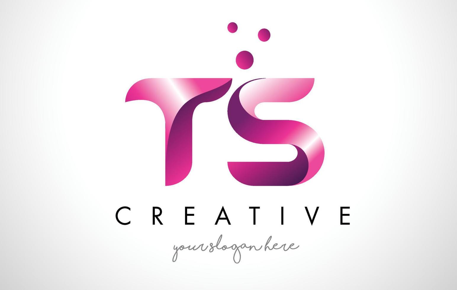 Diseño de logotipo de letra TS con colores morados y puntos. vector