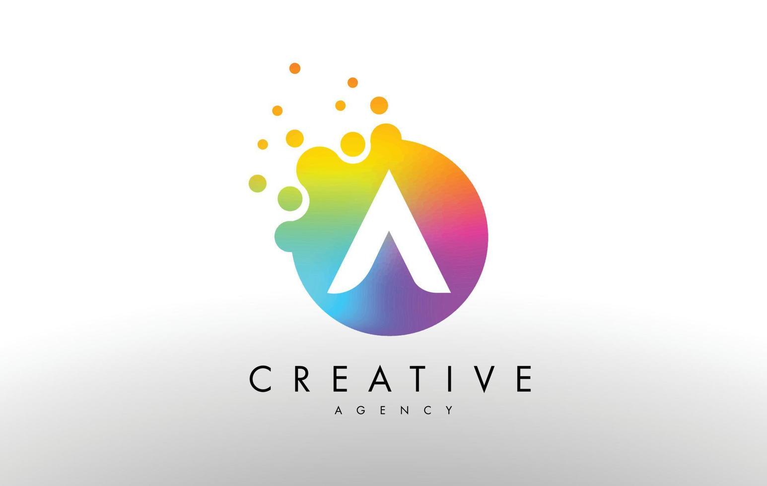 A Rainbow Dots Letter Logo. Letter Design Vector with Colorful Dots
