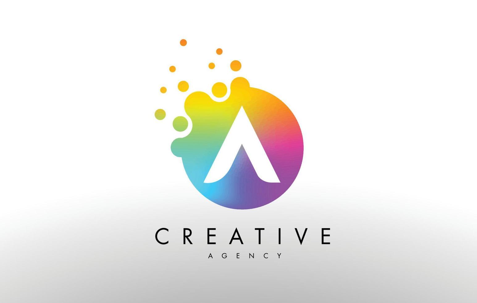 un logotipo de letra de puntos de arco iris. vector de diseño de letra con puntos de colores