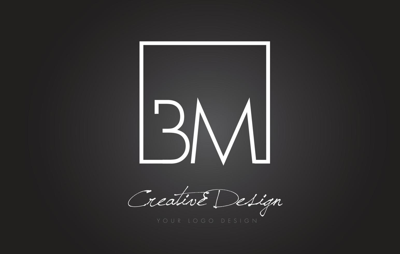 BM Square Frame Letter Logo Design with Black and White Colors. vector