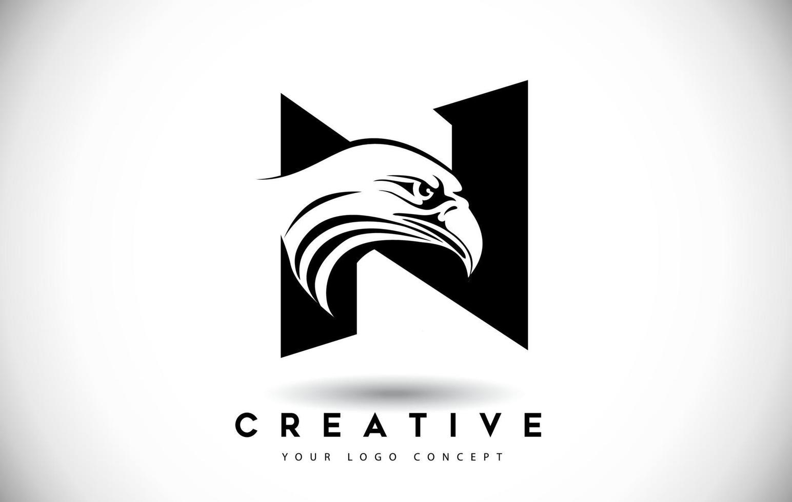 Letter N Eagle Logo with Creative Eagle Head Vector Illustration.