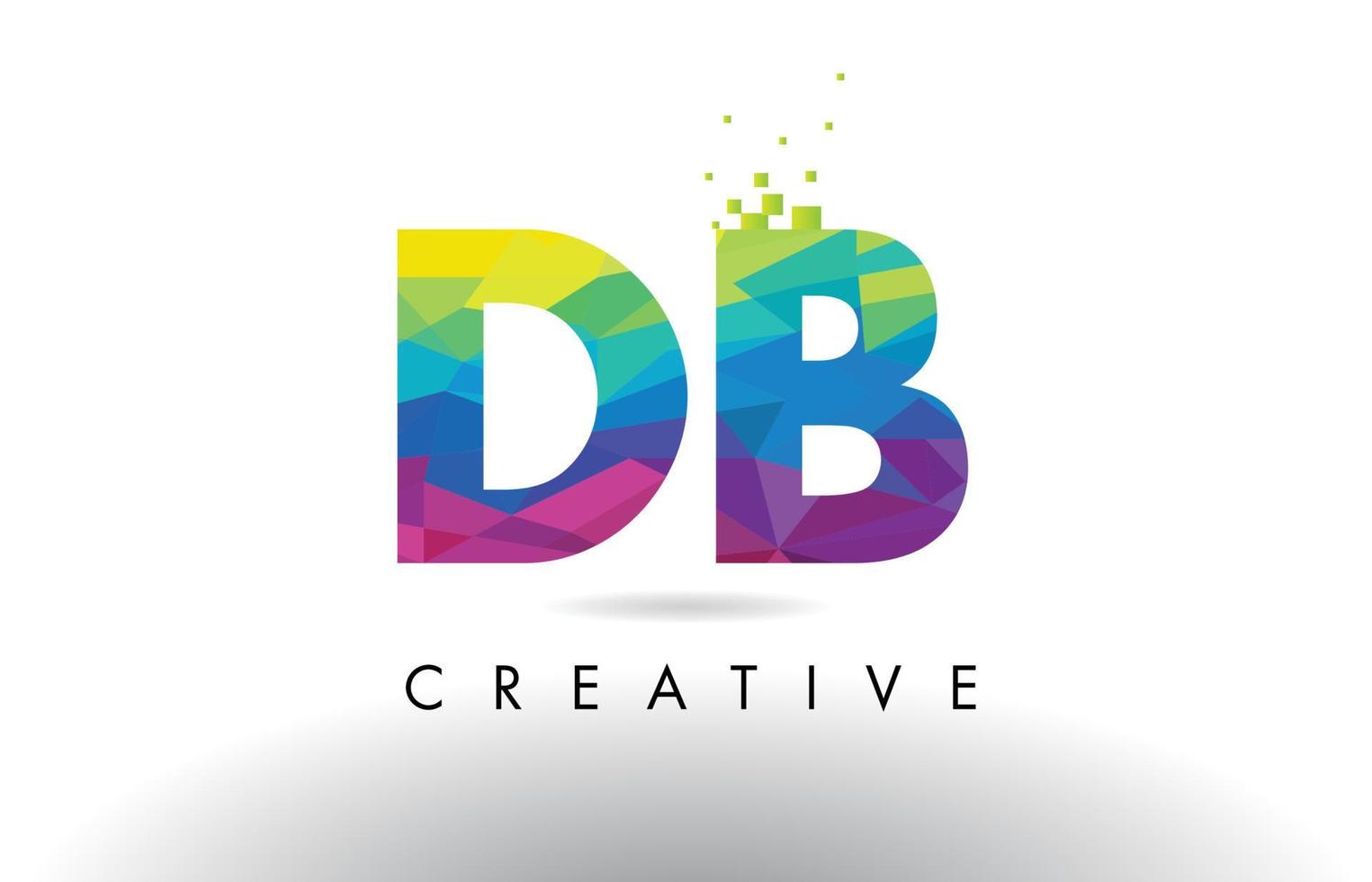 DB D B Colorful Letter Origami Triangles Design Vector. vector