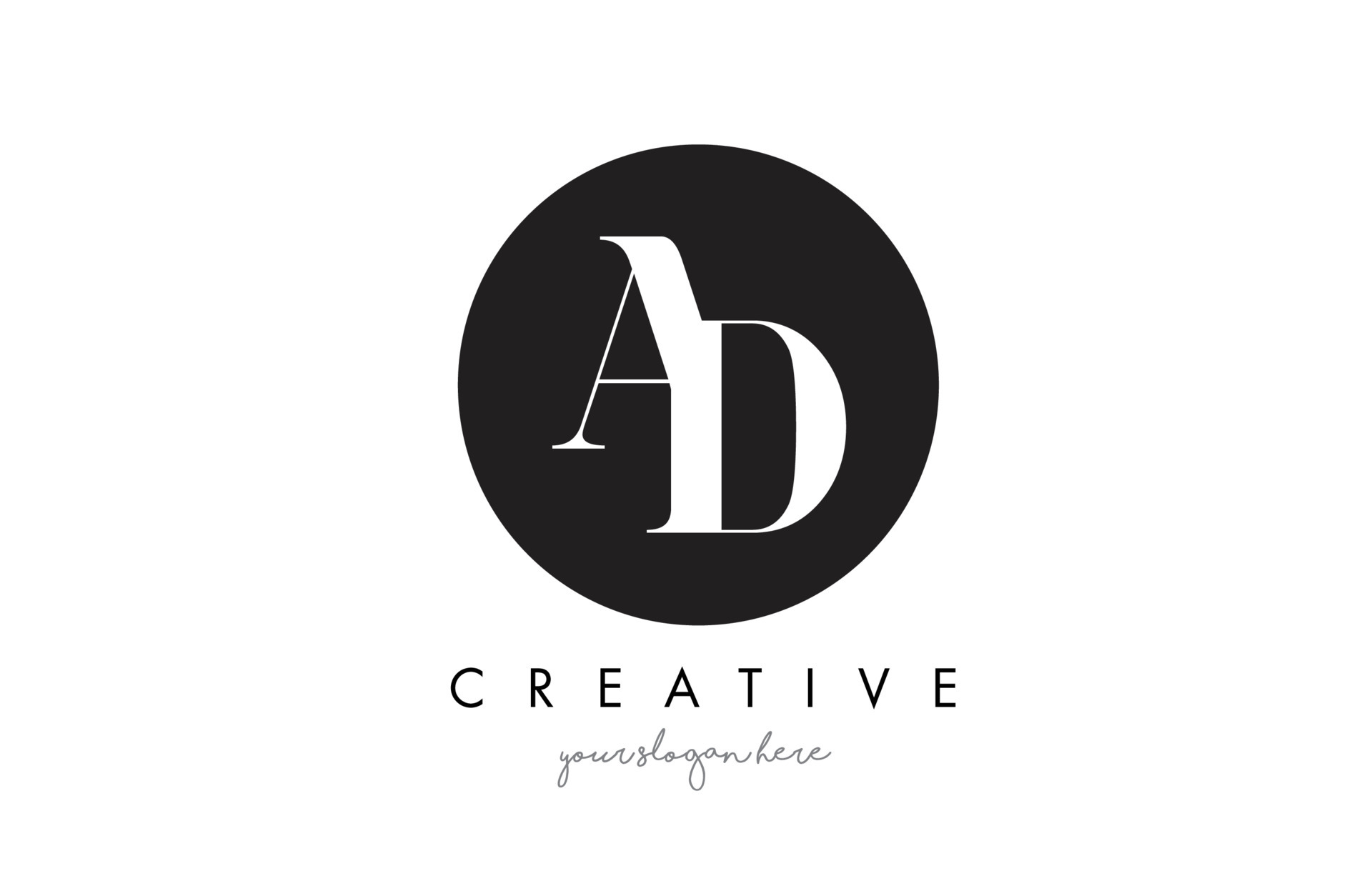 AD Letter Logo Design with Black Circle and Serif Font. 4873995 Vector ...