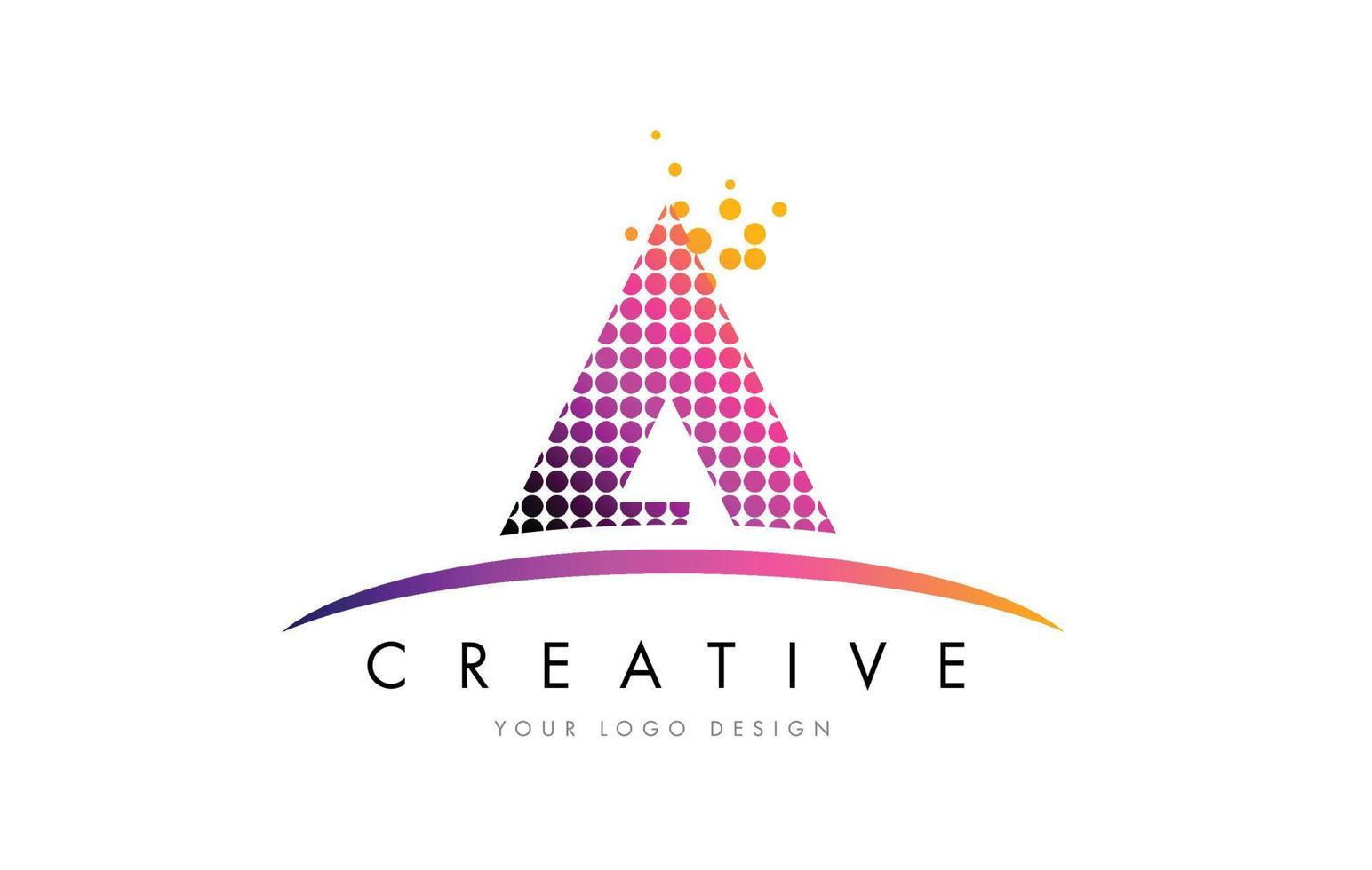 A Letter Logo Design with Magenta Dots and Swoosh vector