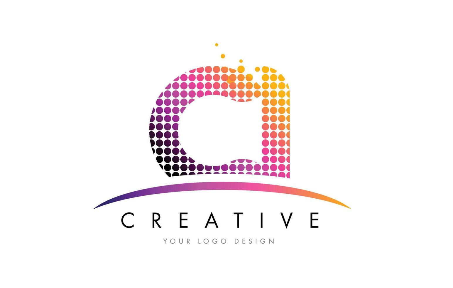 CI C I Letter Logo Design with Magenta Dots and Swoosh vector