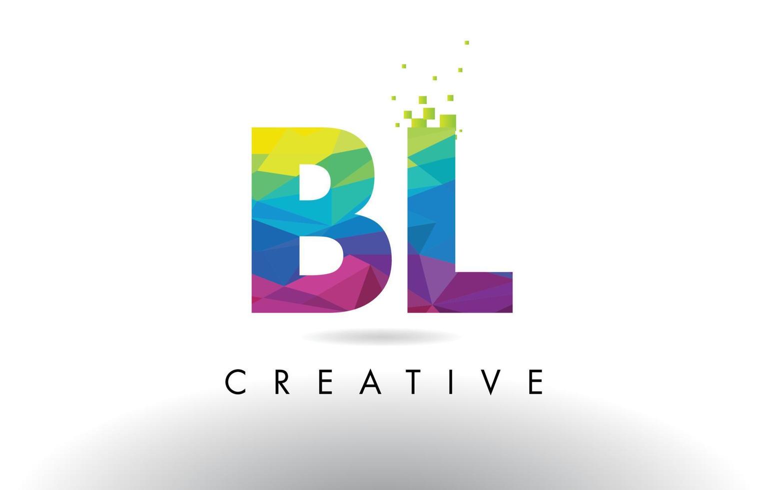BL B L Colorful Letter Origami Triangles Design Vector. vector