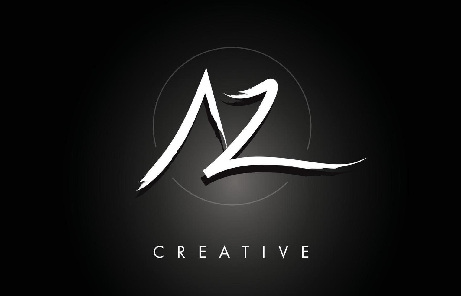 AZ A Z Brushed Letter Logo Design with Creative Brush Lettering Texture and Hexagonal Shape vector