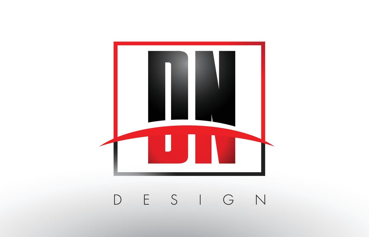 Letras de logotipo dn dn con colores rojo y negro y swoosh. vector