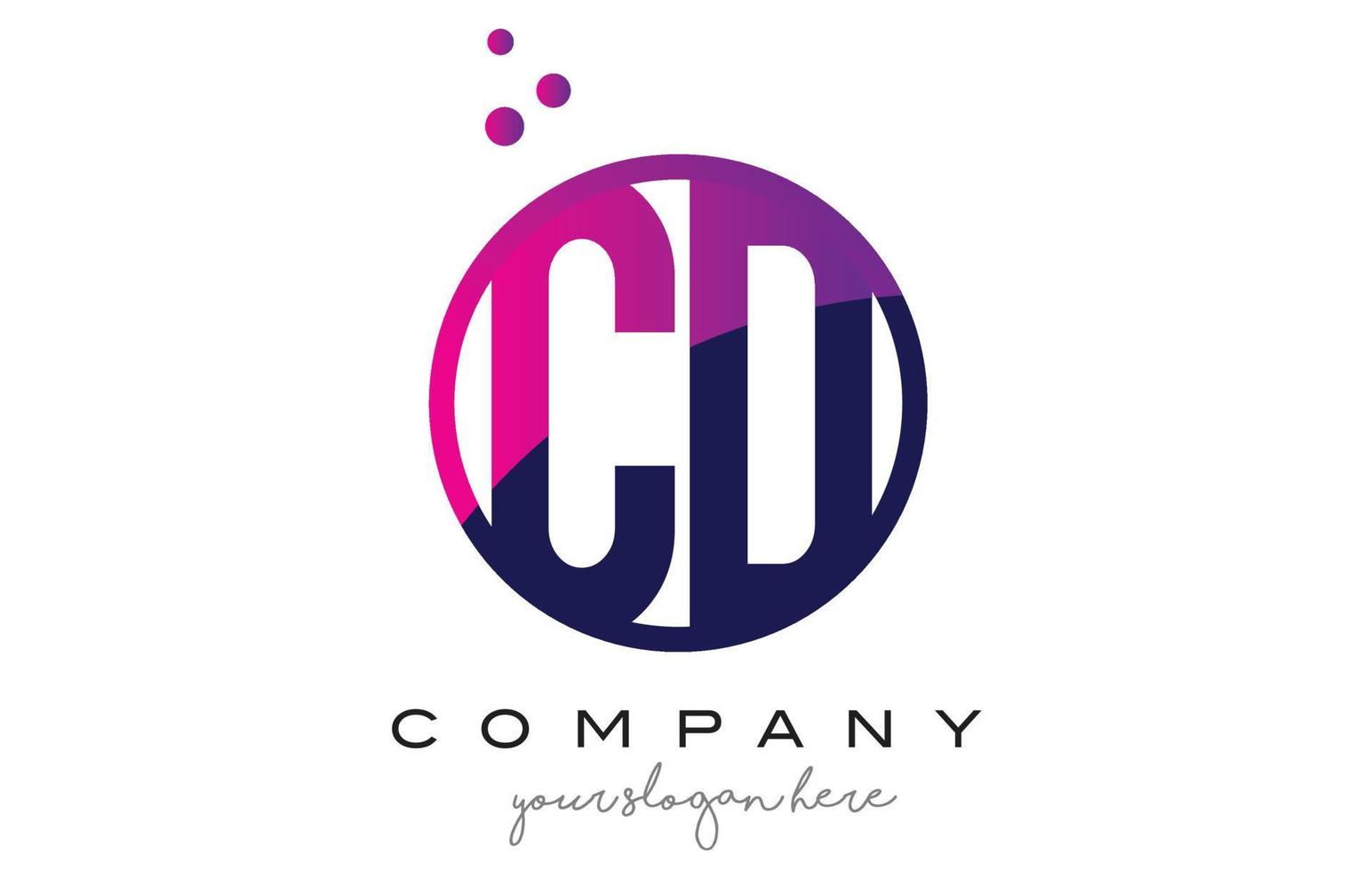CD C D Circle Letter Logo Design with Purple Dots Bubbles vector
