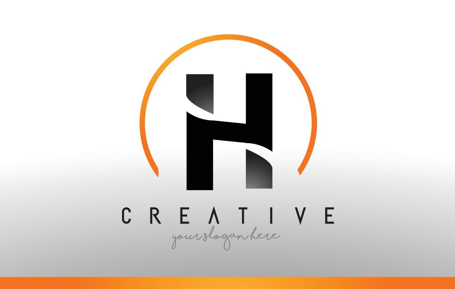 H Letter Logo Design with Black Orange Color. Cool Modern Icon Template. vector