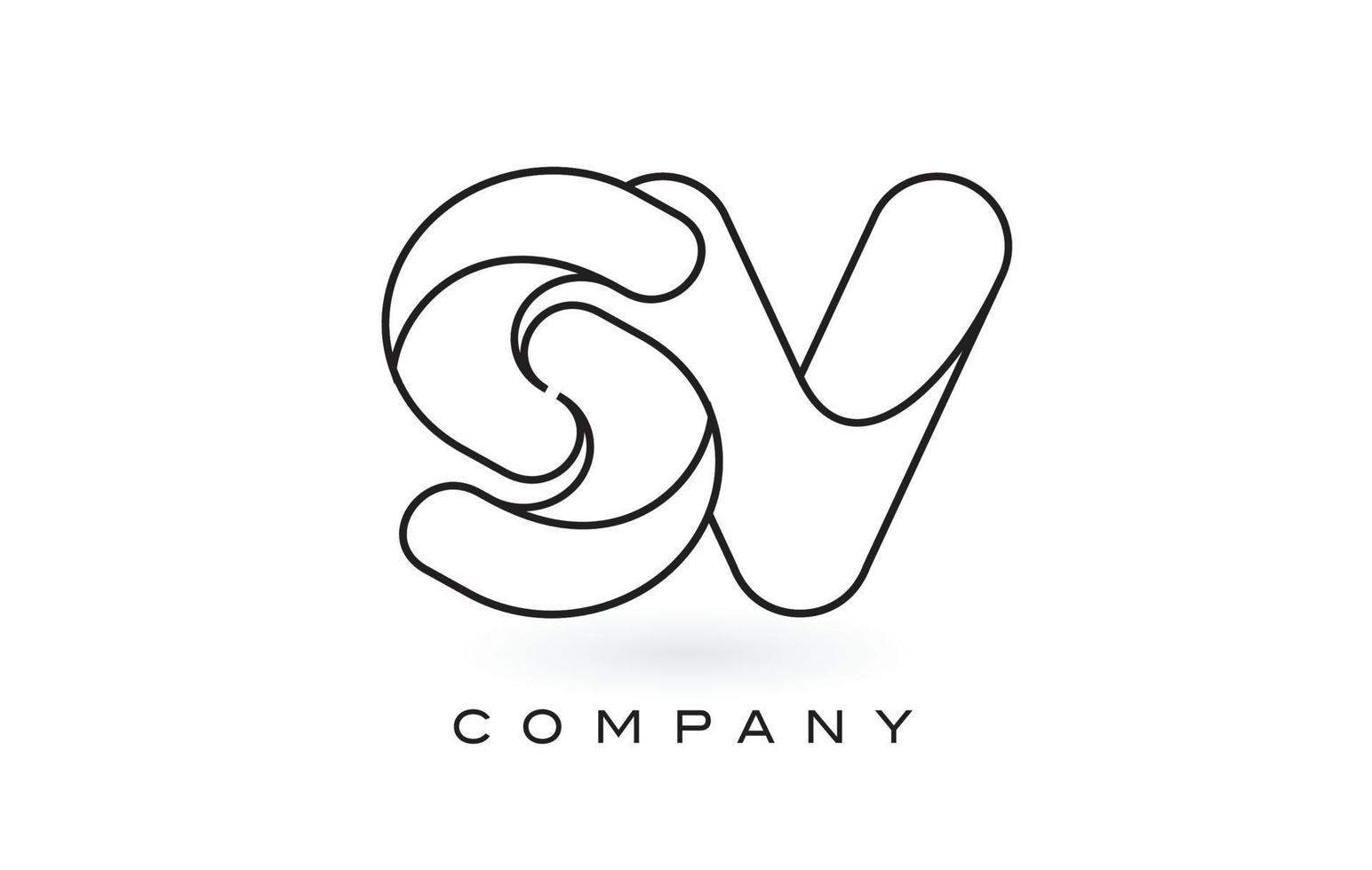 Logotipo de letra de monograma sv con contorno de contorno de monograma negro fino. vector de diseño de carta de moda moderna.