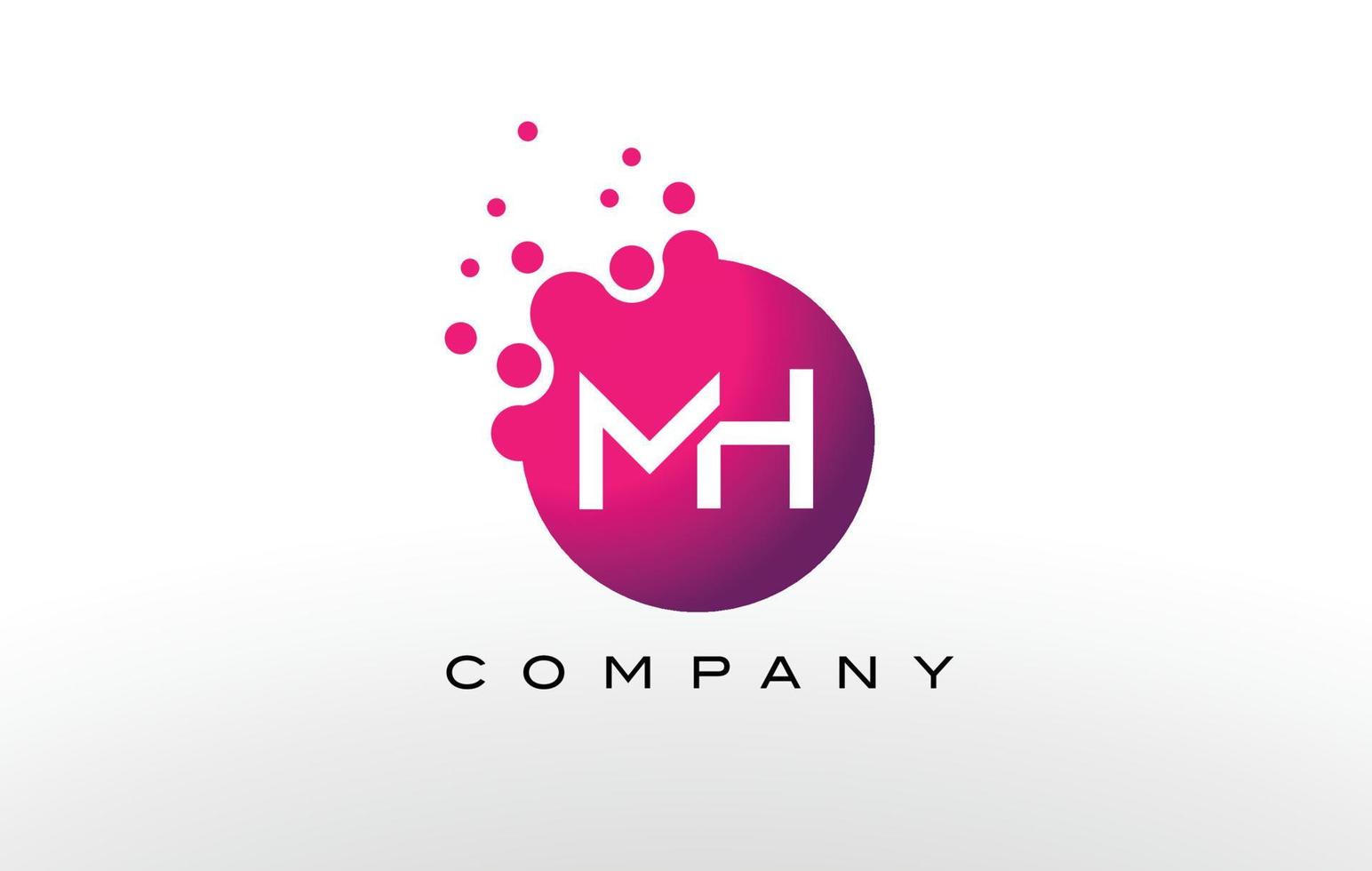 MH Letter Dots Logo Design with Creative Trendy Bubbles. vector