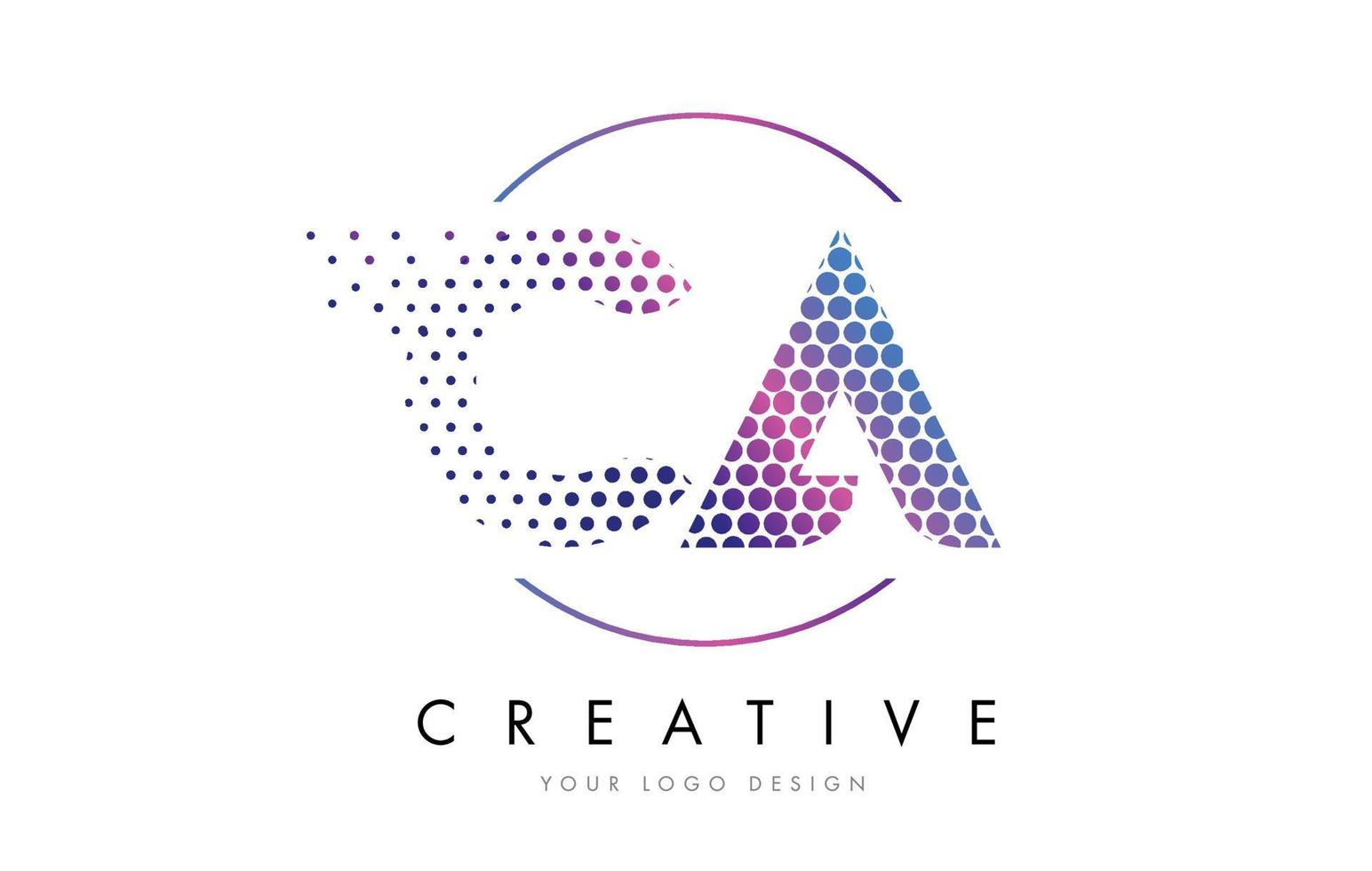 CA C A Pink Magenta Dotted Bubble Letter Logo Design Vector