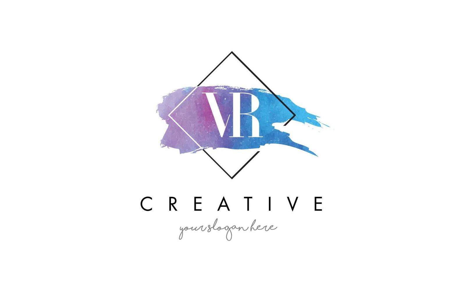 VR Letter Logo Circular Purple Splash Brush Concept. vector