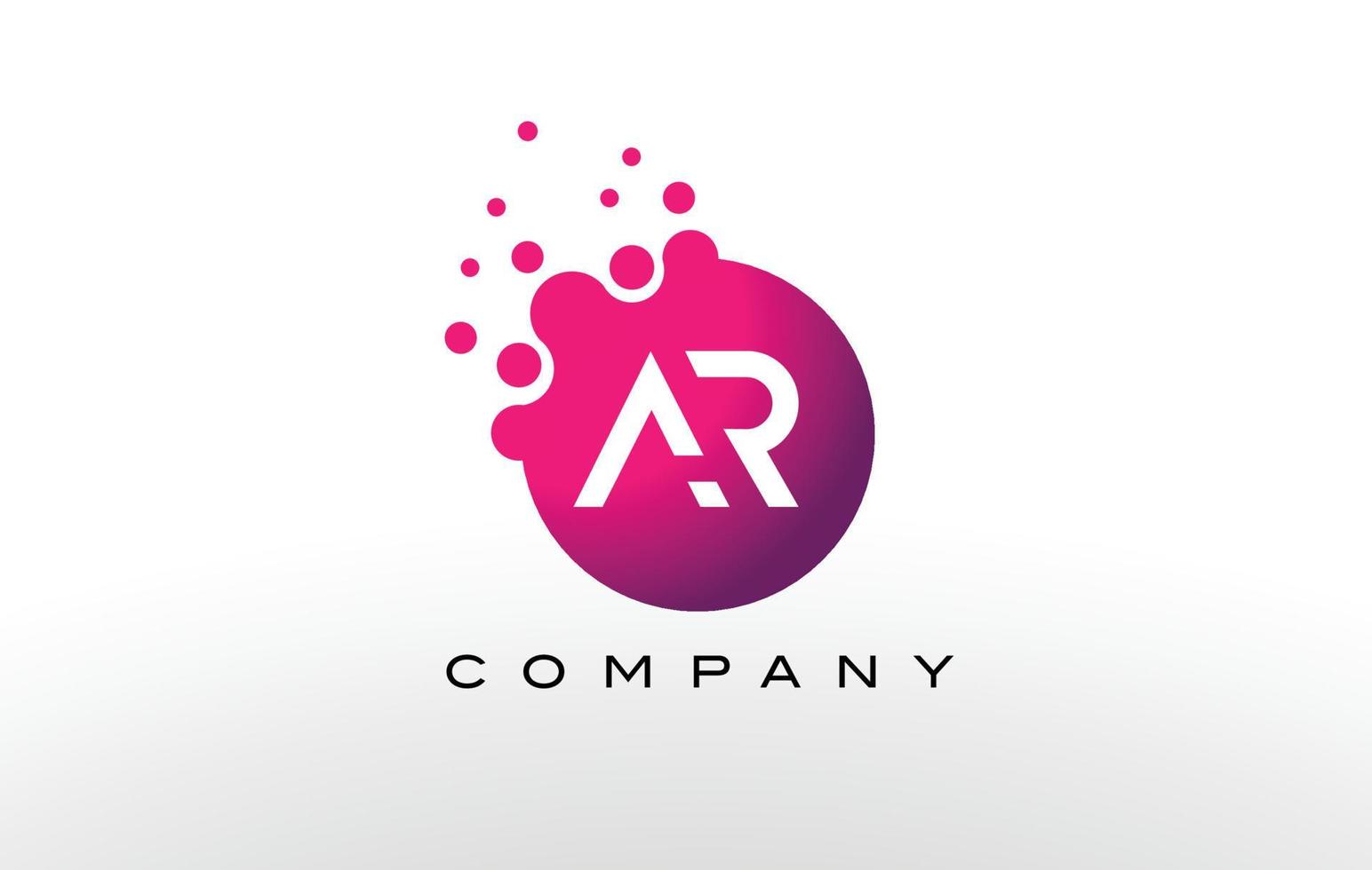 AR Letter Dots Logo Design with Creative Trendy Bubbles. vector
