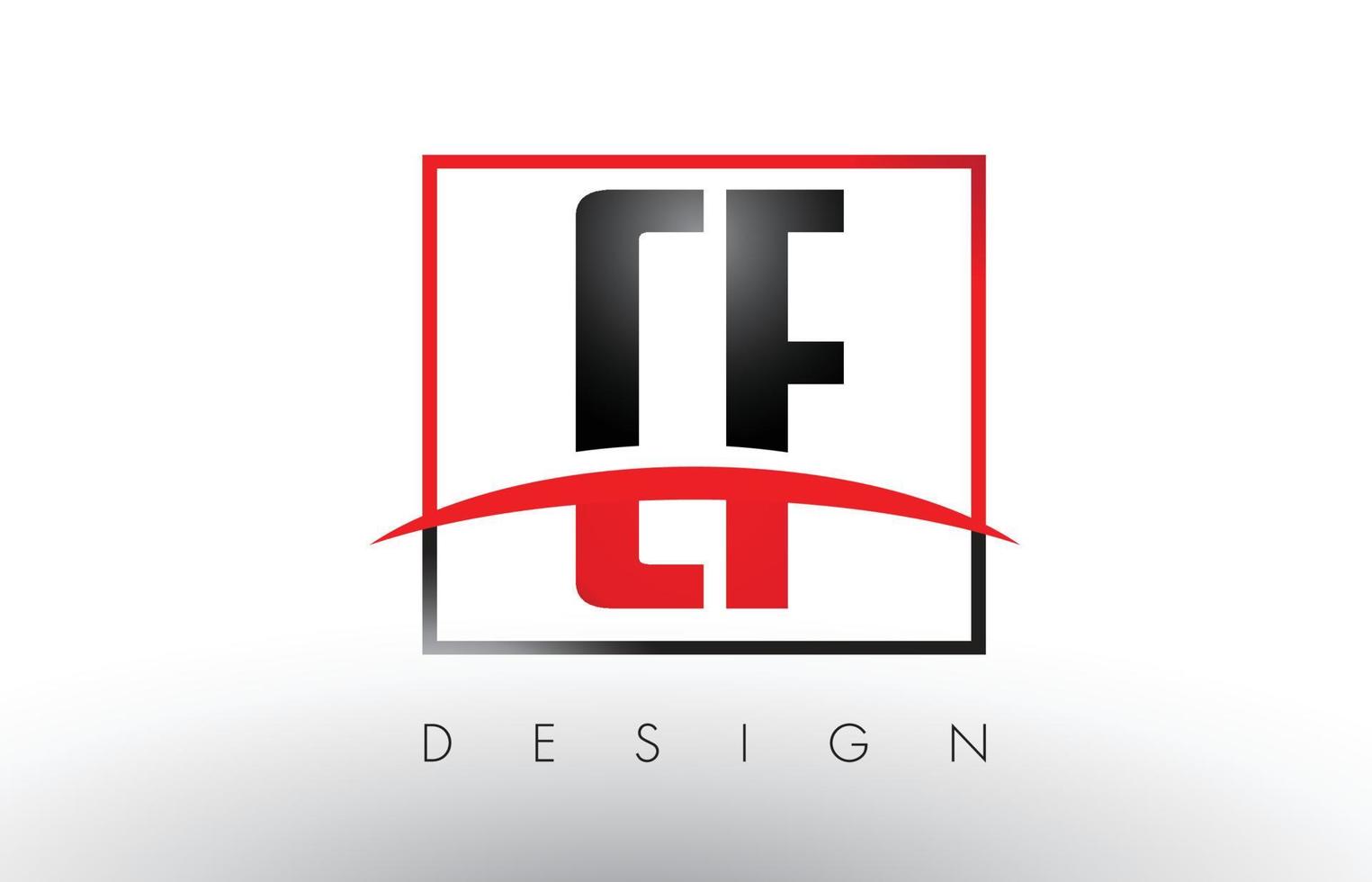 CF C F Logo Letters with Red and Black Colors and Swoosh. vector