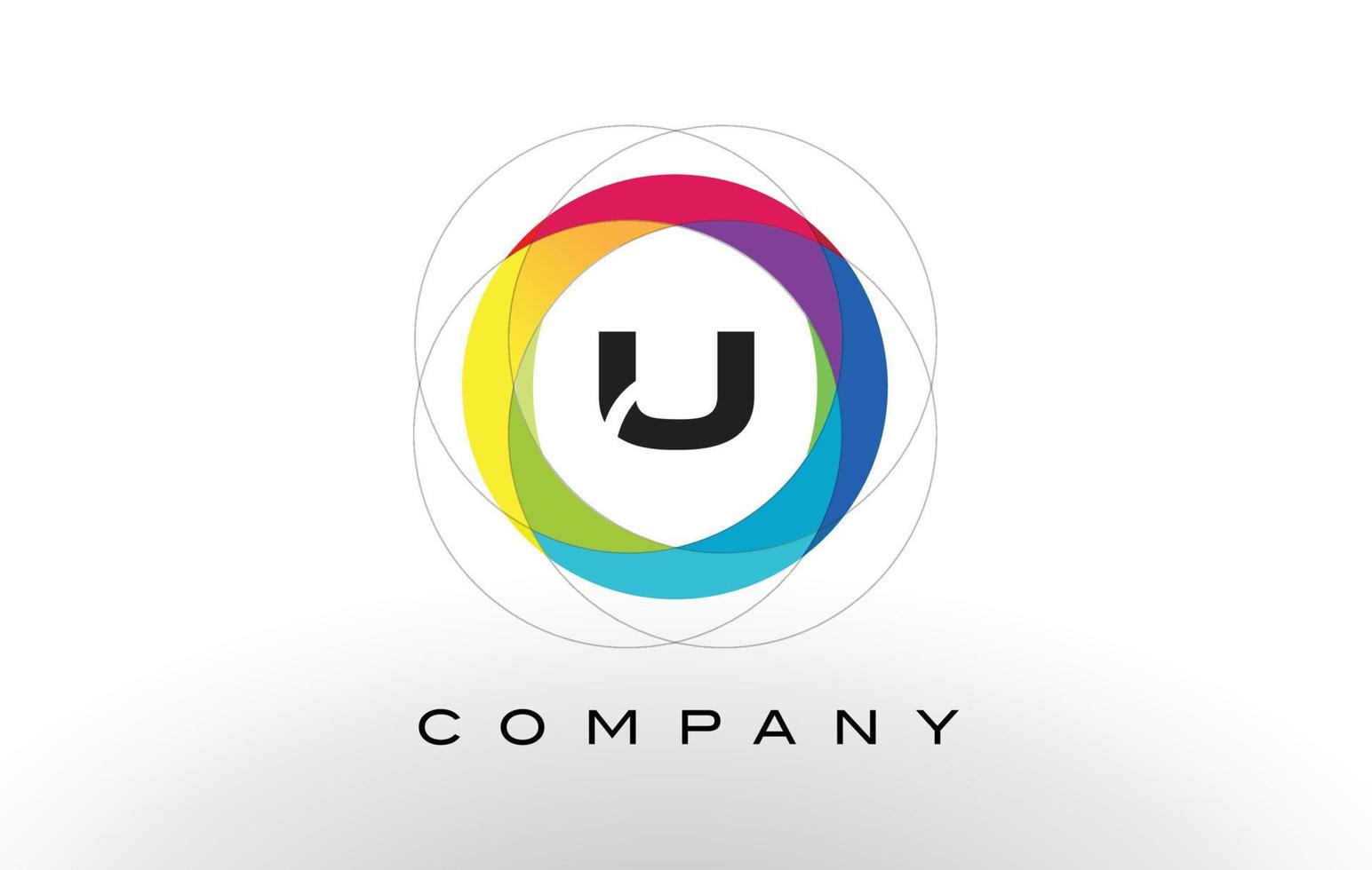 U Letter Logo with Rainbow Circle Design. vector