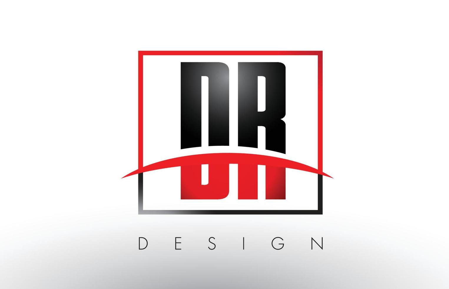 dr dr logo letras con colores rojo y negro y swoosh. vector