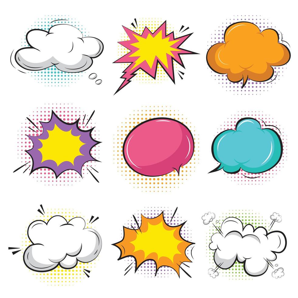 colorful comic pop art bubble speech set vector