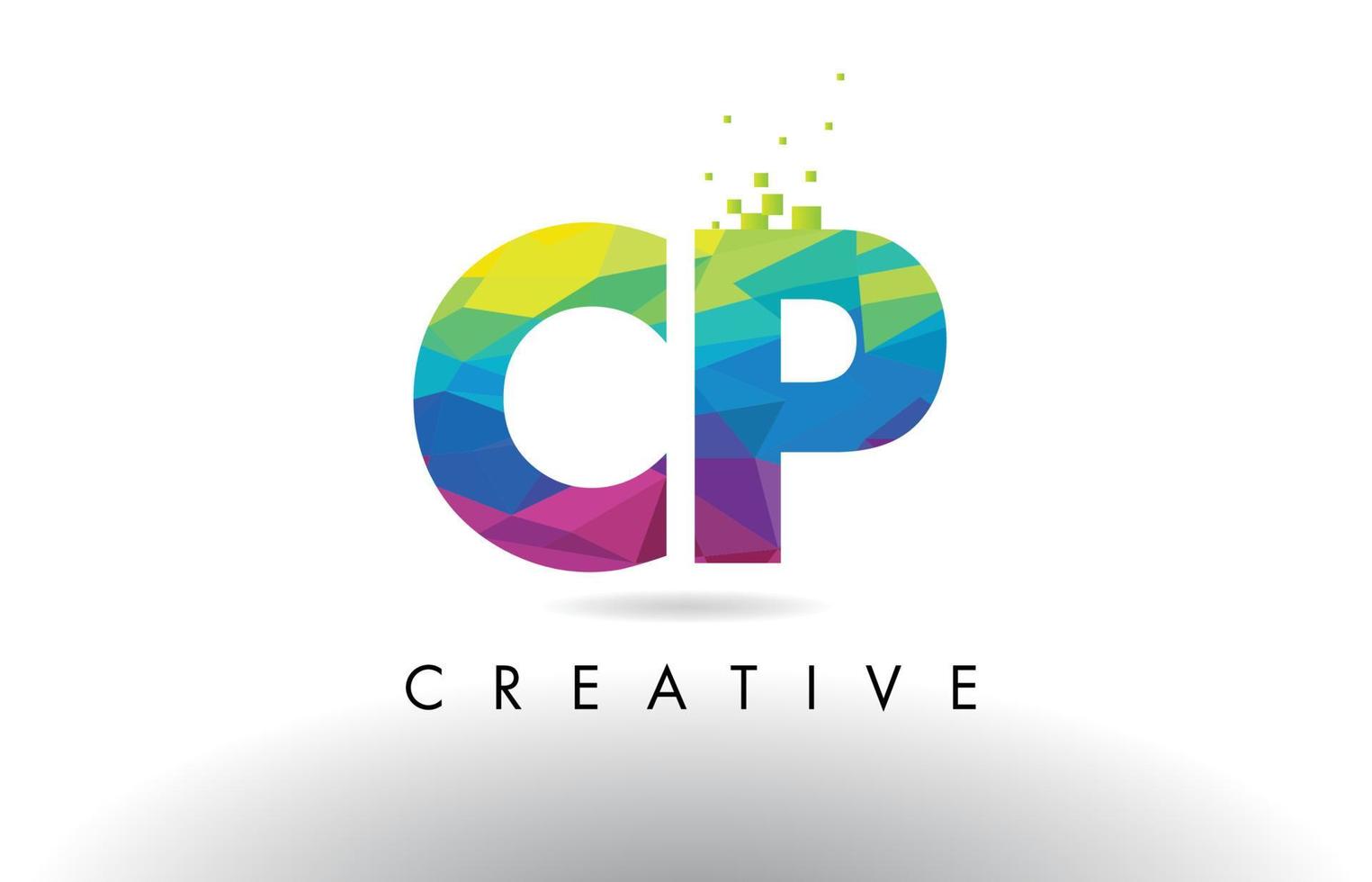 CP C P Colorful Letter Origami Triangles Design Vector. vector