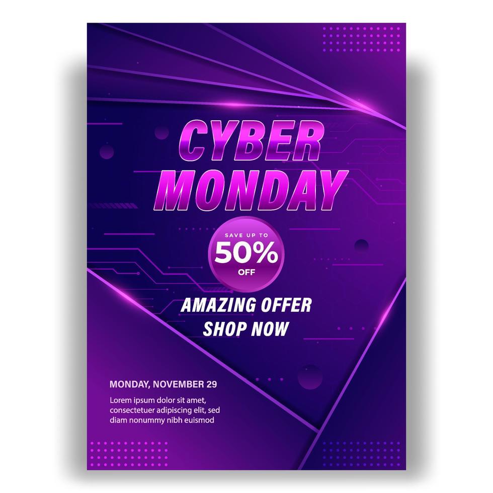 cartel de venta cyber monday vector